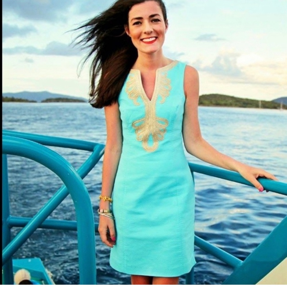 LILLY PULITZER JANICE SHIFT DRESS SIZE 00 SHORELY BLUE